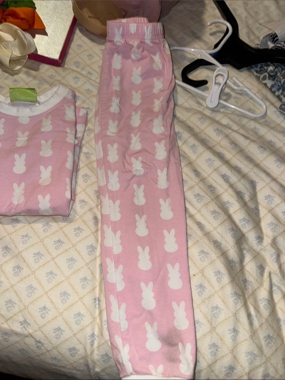 Kids Pink Bunny Print Pajama Set - Soft Cotton Sleepwear